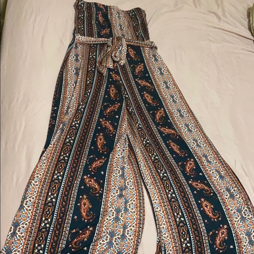 Wide leg strapless romper